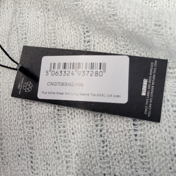 PrettyLittleThing Sweater Top Womens 3XL White Plus Sheer Knit Long Sleeve New - Picture 4 of 13